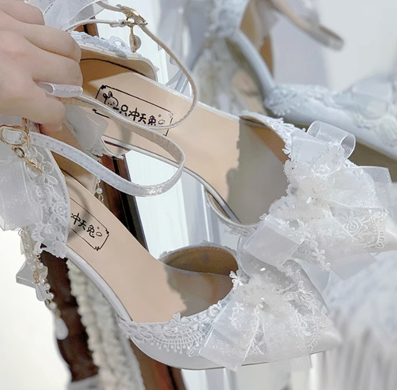 Lace Bridal Lolita Wedding Heels - image 7