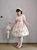Picnic Bunny - Cotton Daily Doll-like Lolita OP Dress, Bunny Print and Accessories - image 8