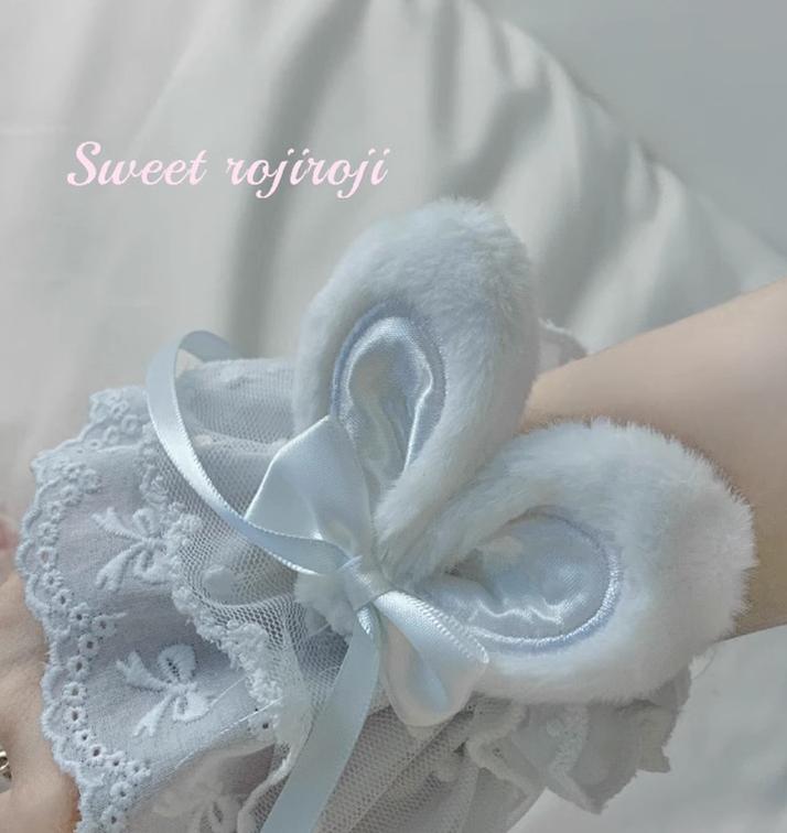Cute Lolita Bunny Ears Cuffs Lace Summer Butterfly Hand Sleeves - image 14