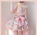 Starry Pudding Bear - Sweet Lolita JSK and Printed OP Dress - image 15