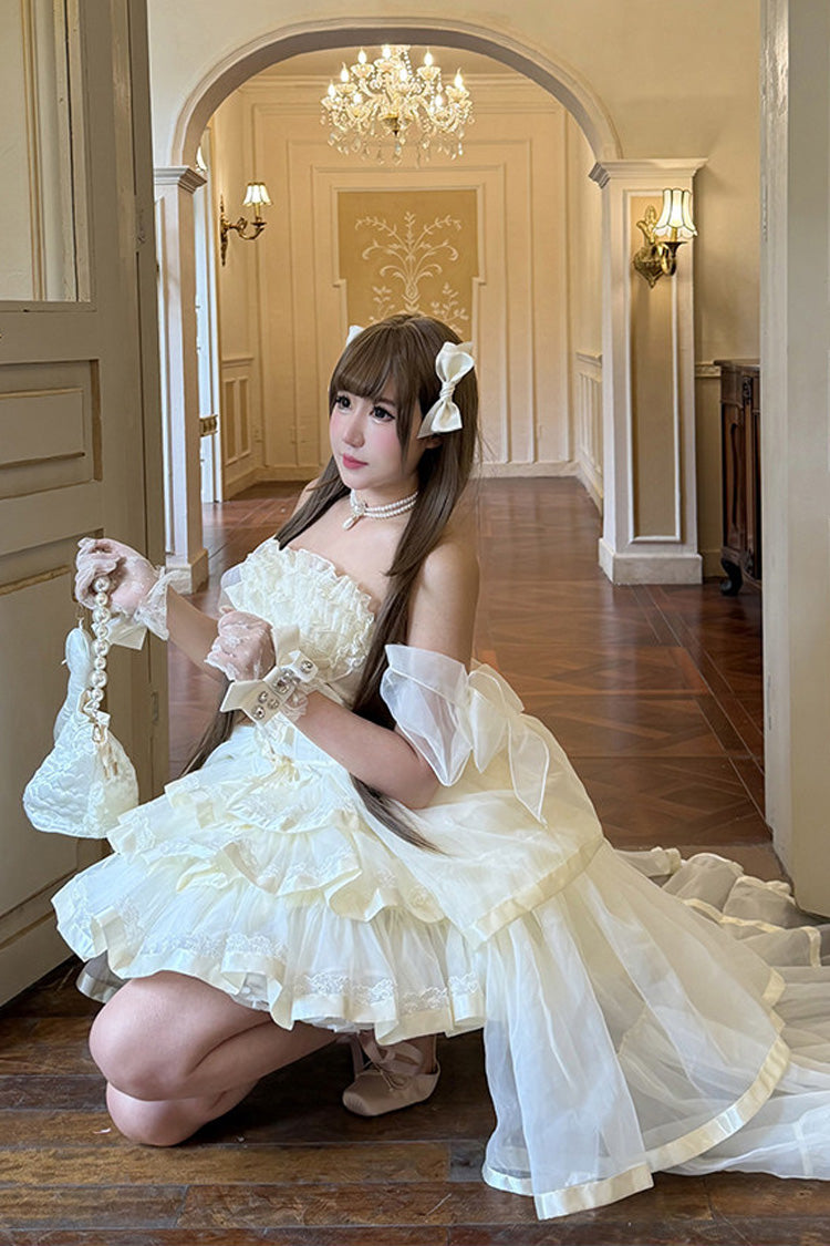 Beige Mousse Love Song Ballet Lolita Short Dress Set - image 2