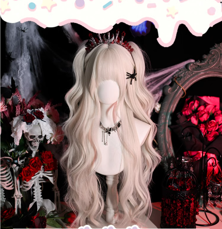 Moko - Gothic Lolita Wig Pearl Milk Grey Long Curly Hair - image 3