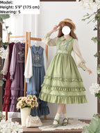 Verdant Name - High-waisted Classic Lolita Dress, Embroidered Bellflower - image 13