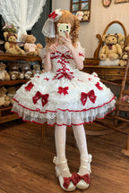 Sweetheart - Sweet Lolita JSK Dress in White and Red - image 2