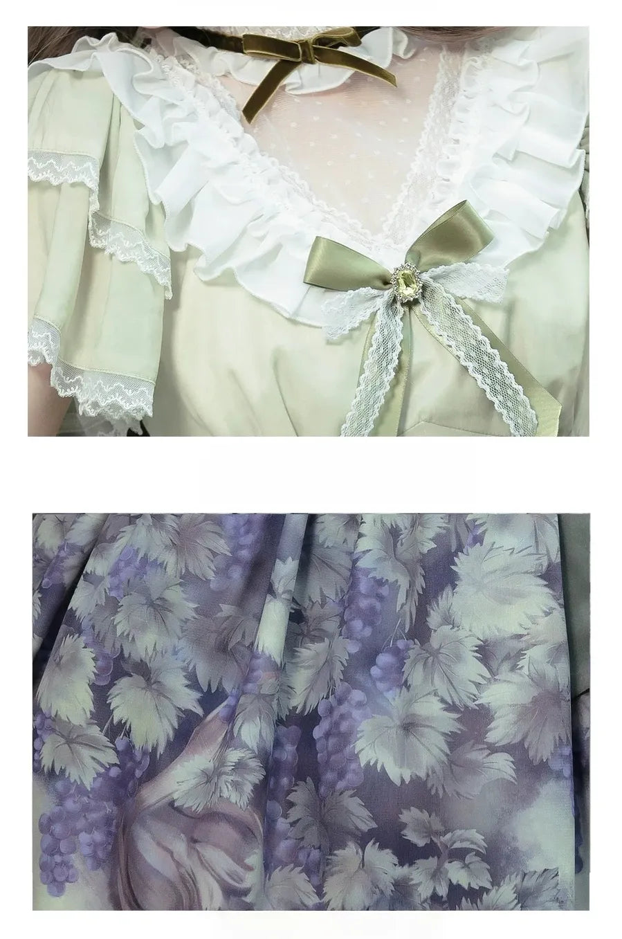 Grape Manor - Back Zipper Classic Lolita OP Dress, Bunny and Grape Print - image 6