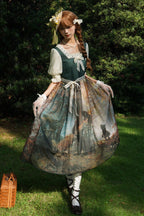 Morning in the Pine Forest - Sweet Lolita OP Dress in Dark Green - image 4