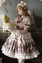 Teddy Bear Party - Daily Sweet Lolita Short-Sleeve OP Dress - image 3