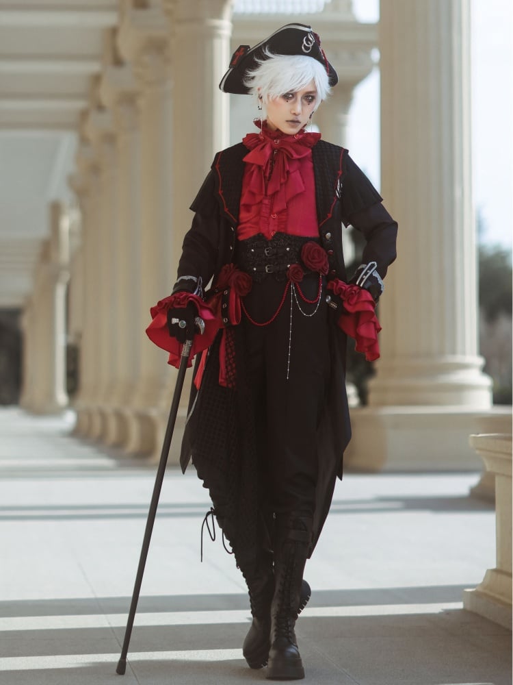 Black Ouji Fashion Lolita Pants with Separate Corset Belt - image 5