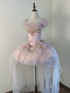 Pink Balletcore Princess Lolita Corset Top and Ruffle Skirt Set - image 1