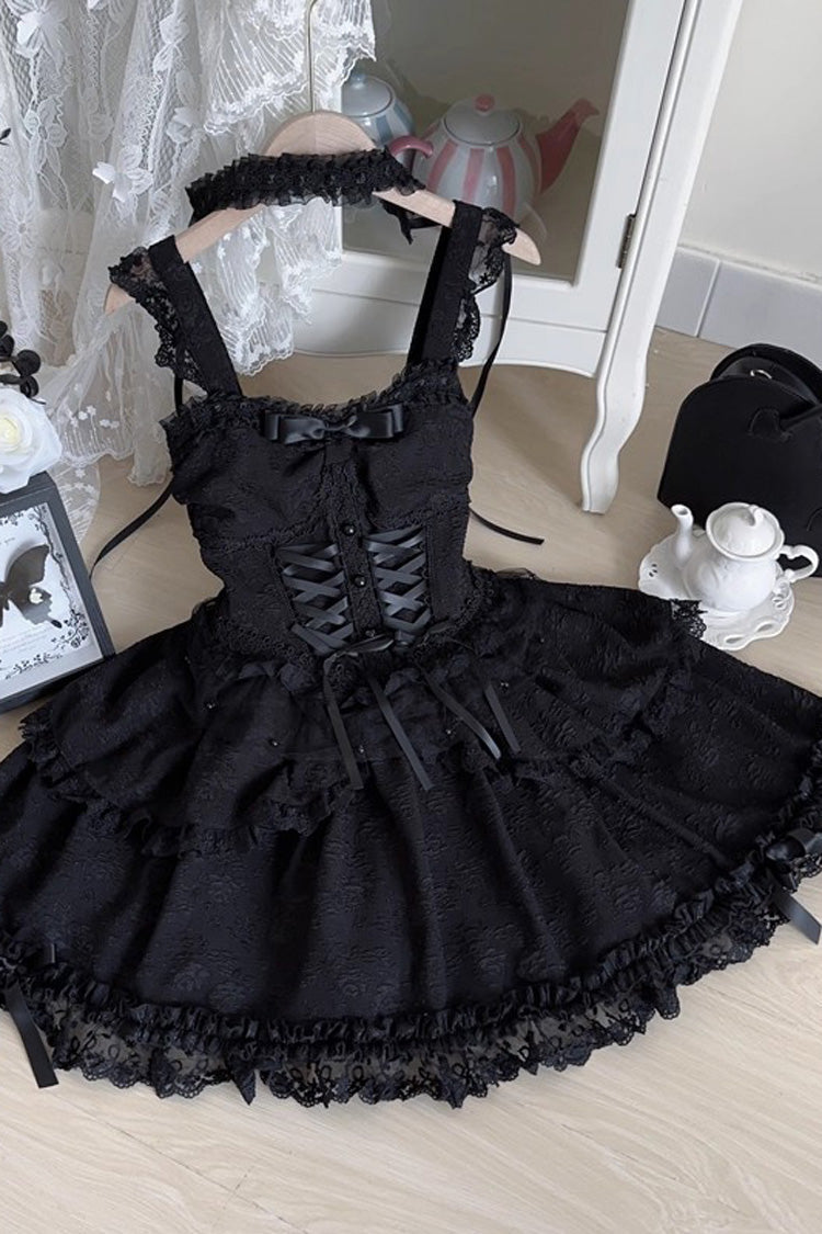 Leiffu - Sleeveless Ruffle Bowknot Lace Lace-Up Sweet Ballet Lolita JSK Dress - image 6
