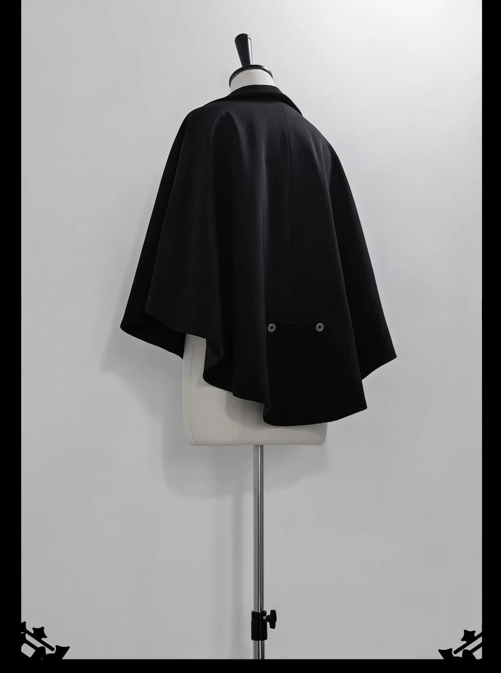 Rabbit Feather - Black Ouji Lolita Vest Shorts Suit Prince Cloak Set - image 28