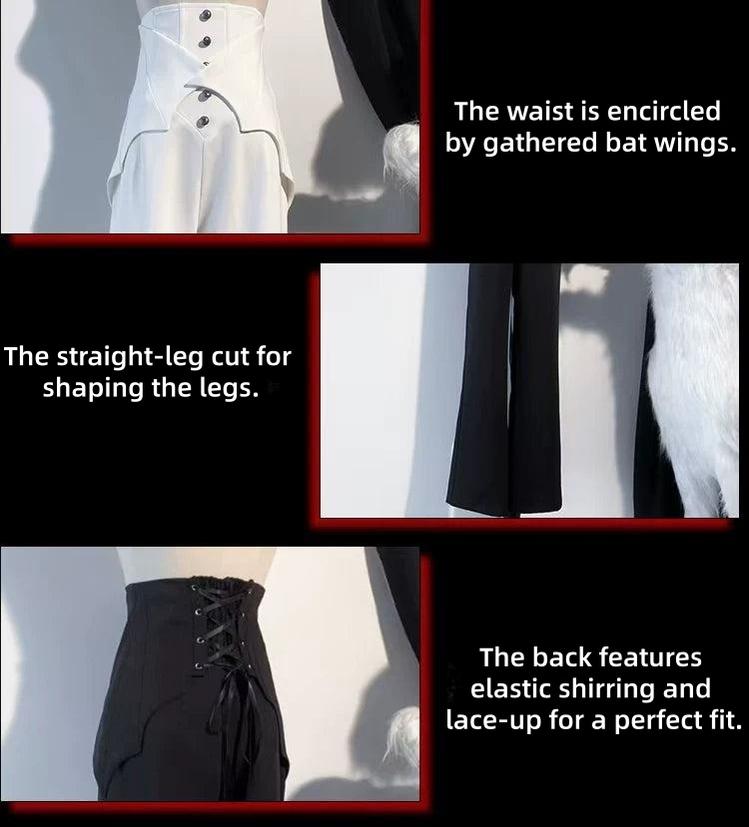 Earl of Drooping Wings - Ouji Lolita Flared Pants, Batwing Decoration - image 9