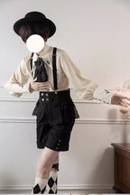Night Raven Magic - Ouji Lolita Dress Set, Suspender Shorts & Cape - image 17