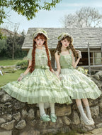 Green Grape - Embroidered Country Lolita OP Dress, Tiered JSK and Accessories - image 3