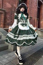 Gingham Petal Bunny - Sweet Lolita OP Dress in Green - image 3
