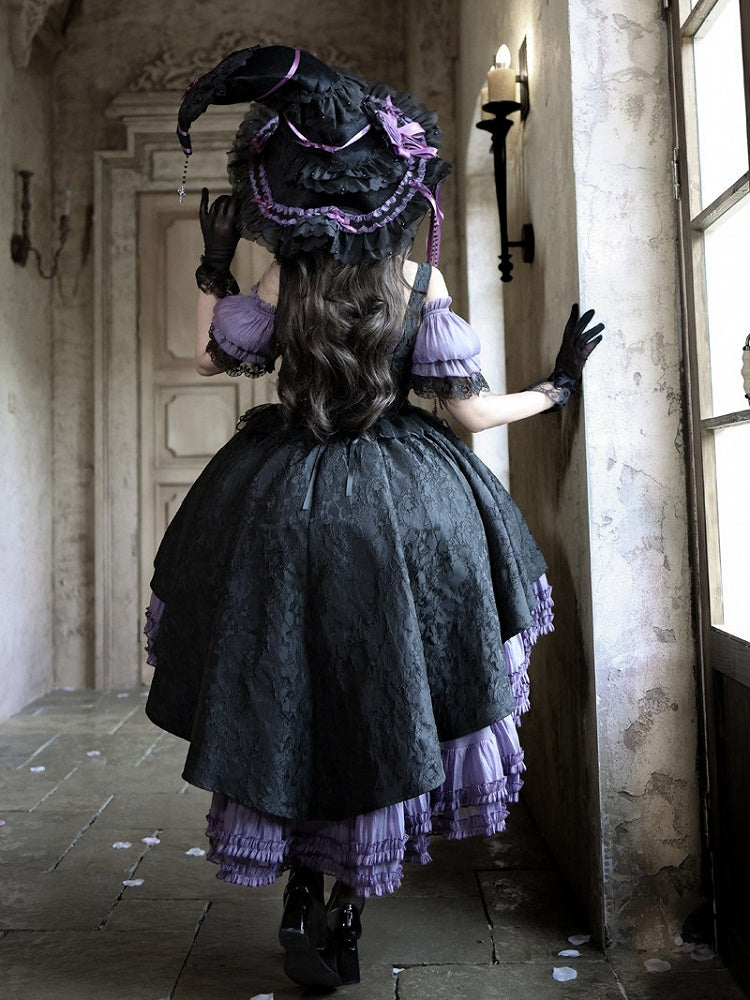Purple Black Gothic Underbust JSK and Off Shoulder Blouse Set - image 2