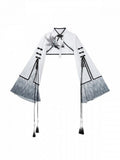 Monochrome Plum Blossom Bell-Sleeve Crop Top with Tasseled Hanfu Charm - Han Ru Chu - image 1