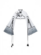 Monochrome Plum Blossom Bell-Sleeve Crop Top with Tasseled Hanfu Charm - Han Ru Chu - image 1