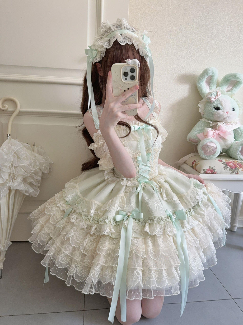 Ribbons of Love Sweet Lolita Tiered JSK Dress - image 25