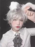 Mr. Rabbit - Gray Slightly Short Curly Wig - image 12
