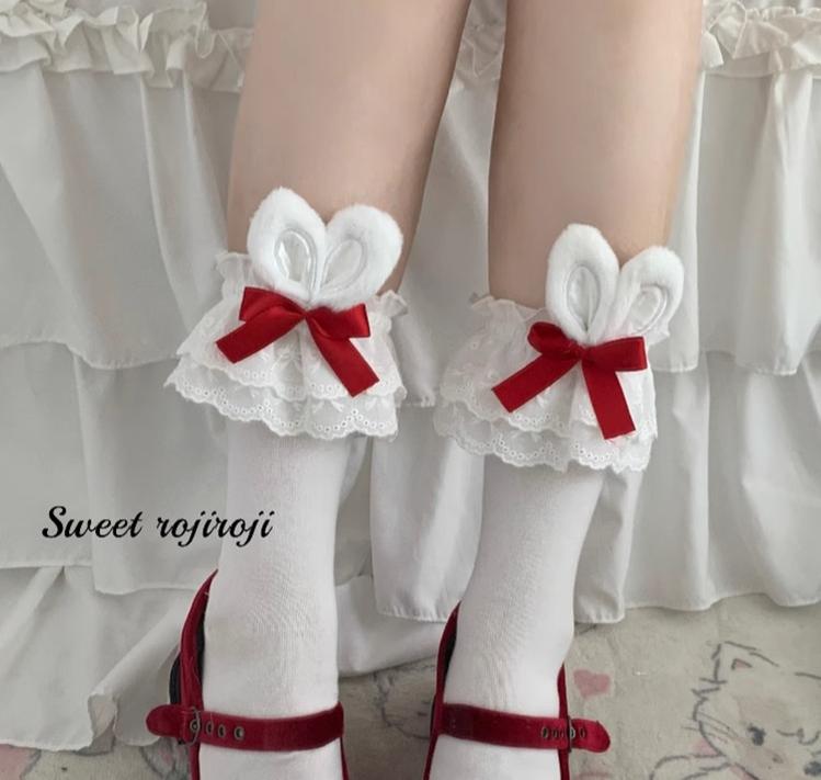 Easter Rabbit Ear Bow Mid-Calf Lolita Socks - image 11