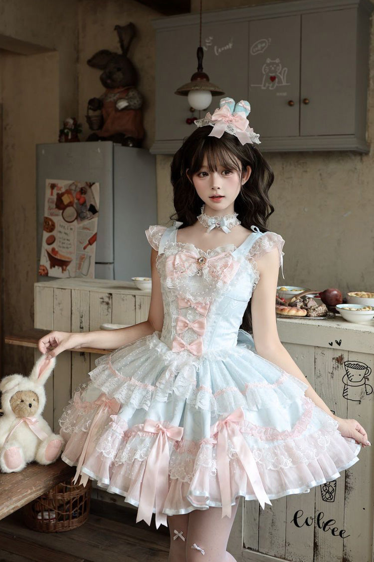 Blue Candy Satin Ballet Sweet Lolita JSK Dress - image 2