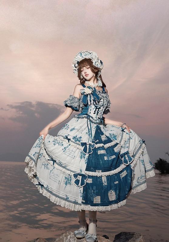 Mulberry Poetry Collection - Plus Size Lolita Printed Top & Skirt Set with Embroidery - image 16