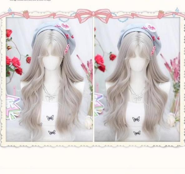 Moon Sinking - Elegant Lolita Long Curly Greige Wig - image 10
