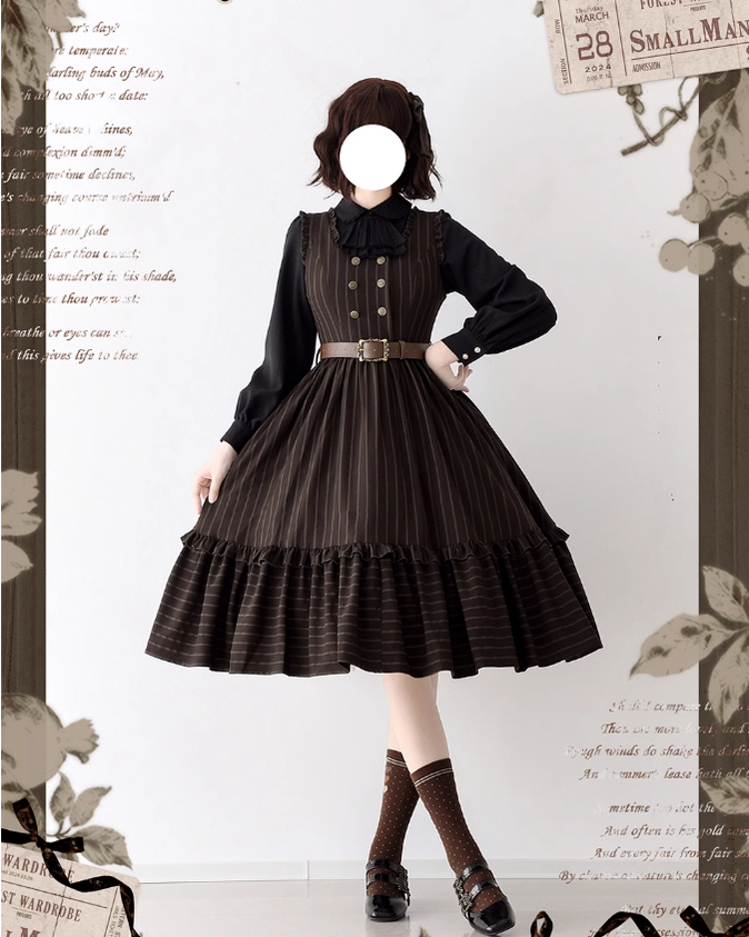 Little Manor - Classical Lolita JSK Dress & Long Sleeve Blouse - image 4