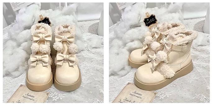Furry Bear - Winter Cute Lolita Short Snow Boots - image 7