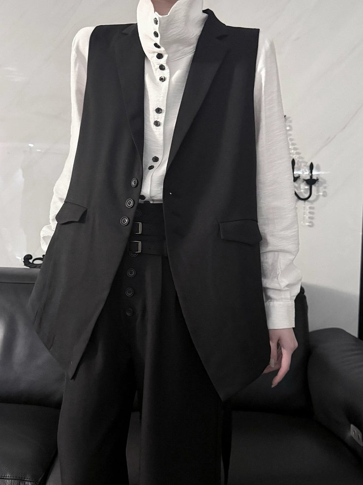 Aont Black Slim-Fit Single-Breasted Ouji Waistcoat - image 2