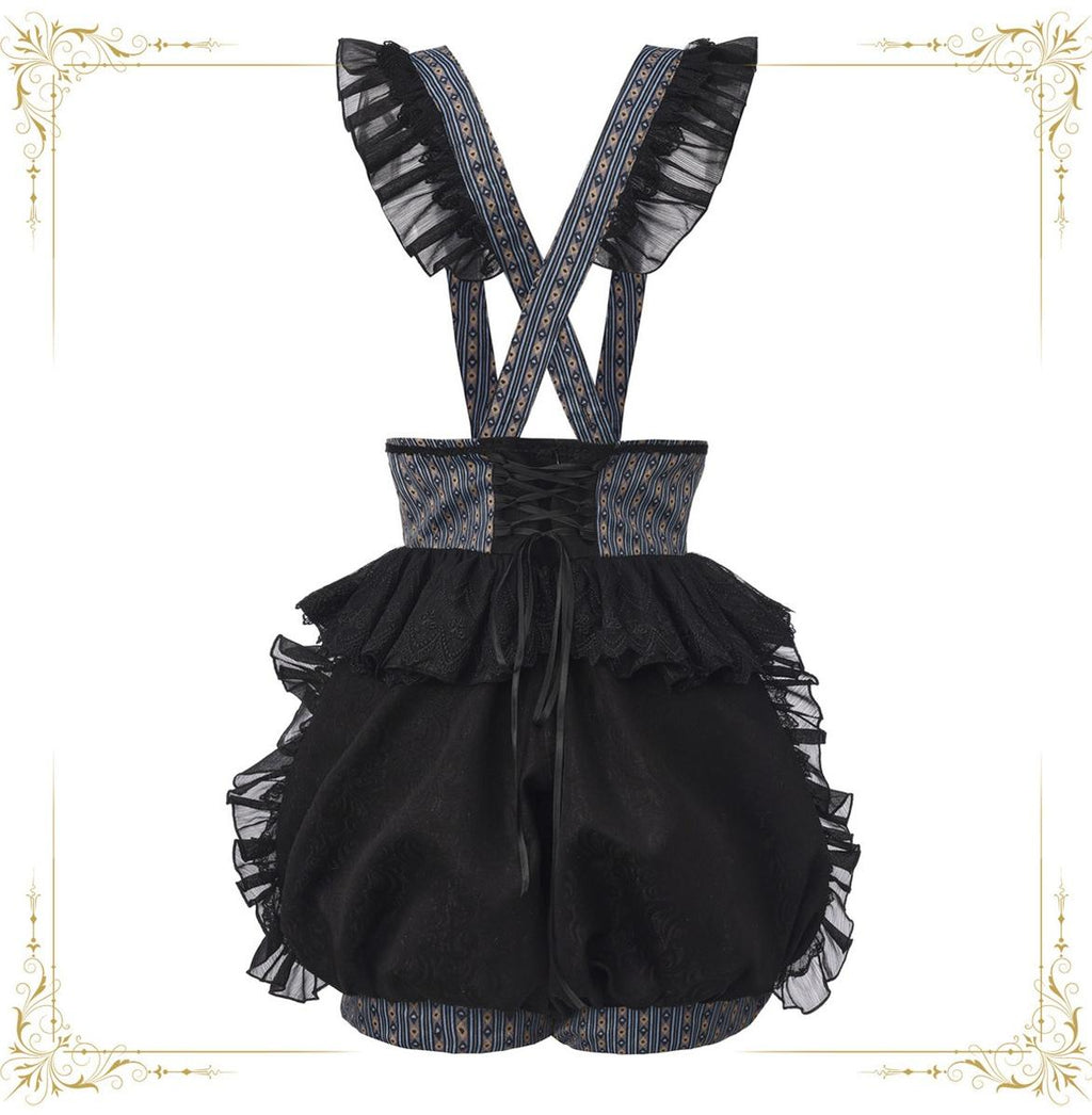 Immortal Bunny's Invitation - High-Waist Ouji Lolita Lantern Shorts, Detachable Straps - image 3