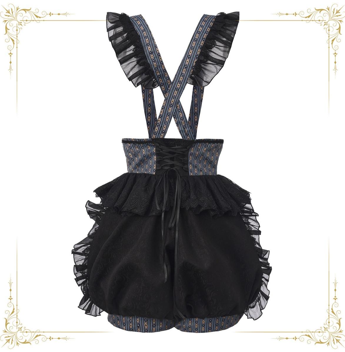 Immortal Bunny's Invitation - High-Waist Ouji Lolita Lantern Shorts, Detachable Straps - image 3