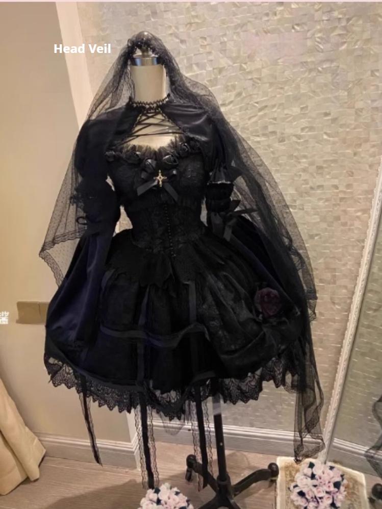 Rose Cage - Gothic Lolita Black Suspender Dress - image 12