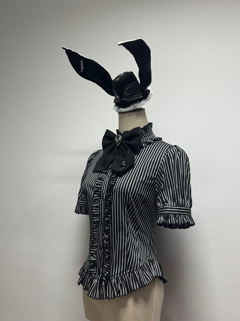 Dark Lord - Gothic Lolita Striped JSK Set, Skull Print - image 6