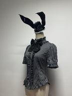 Dark Lord - Gothic Lolita Striped JSK Set, Skull Print - image 6