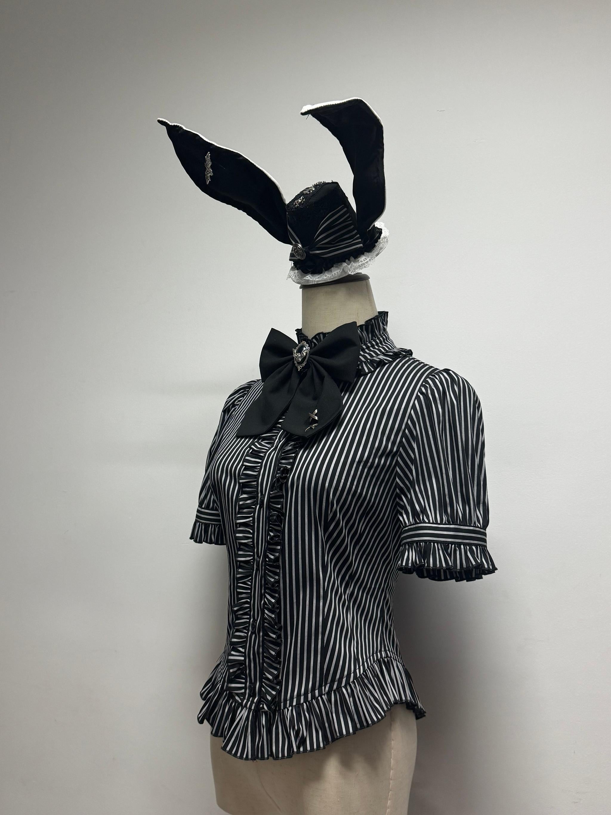 Dark Lord - Gothic Lolita Striped JSK Set, Skull Print - image 6