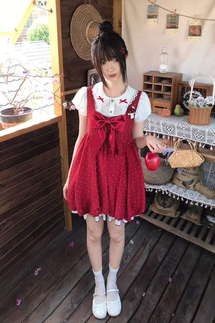 Little Mushroom Sweet Lolita JSK Dress in Red - image 9