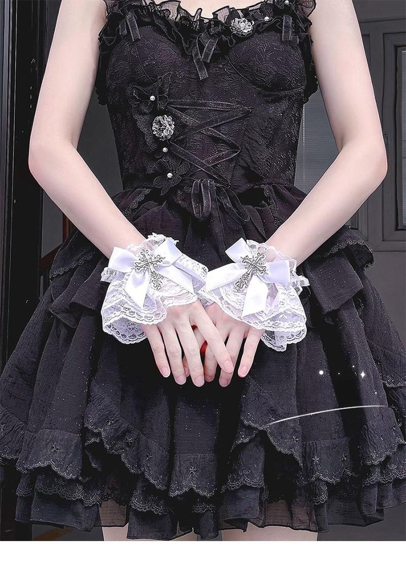 Gothic Lolita Cuffs with Cross Black and White Hand Sleeve - image 7