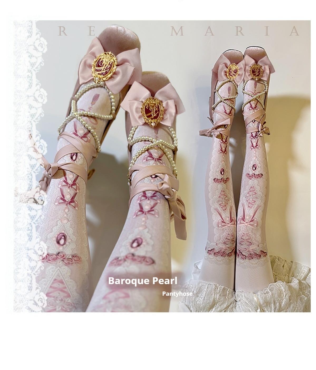Classic Lolita Tights Baroque Pearl Printed Lolita Pantyhose - image 4