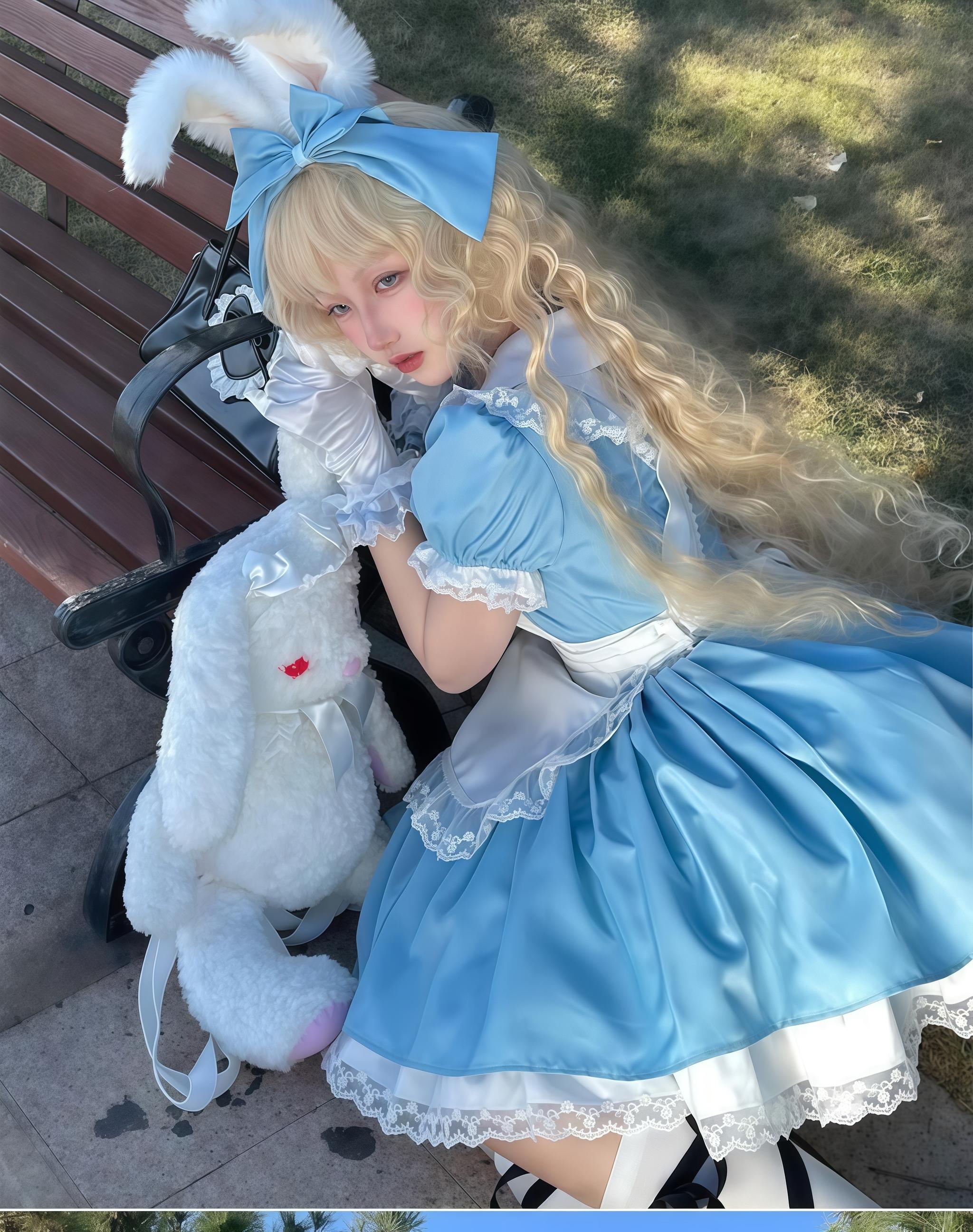 Dream Doll - Plus Size Maid Lolita OP Suit Black and Blue Dress - image 5