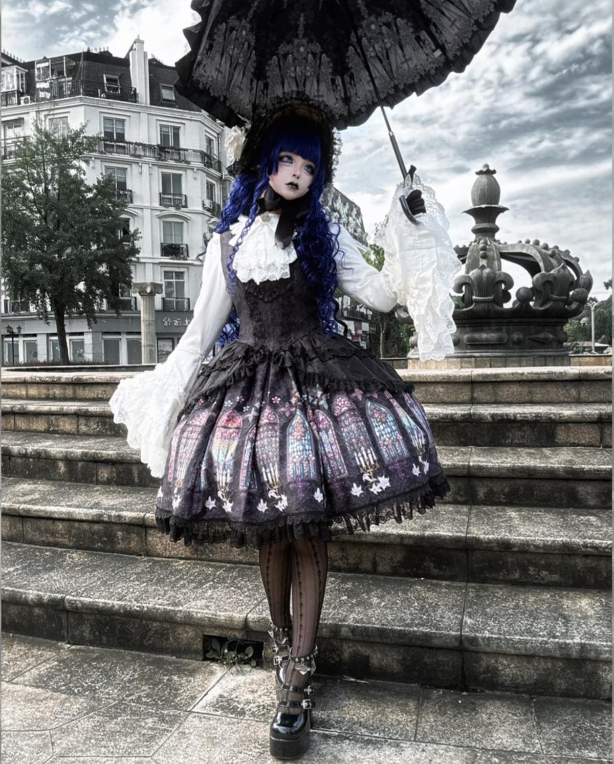 Temple Stained Glass Gothic Lolita JSK and Blouse Set - image 14