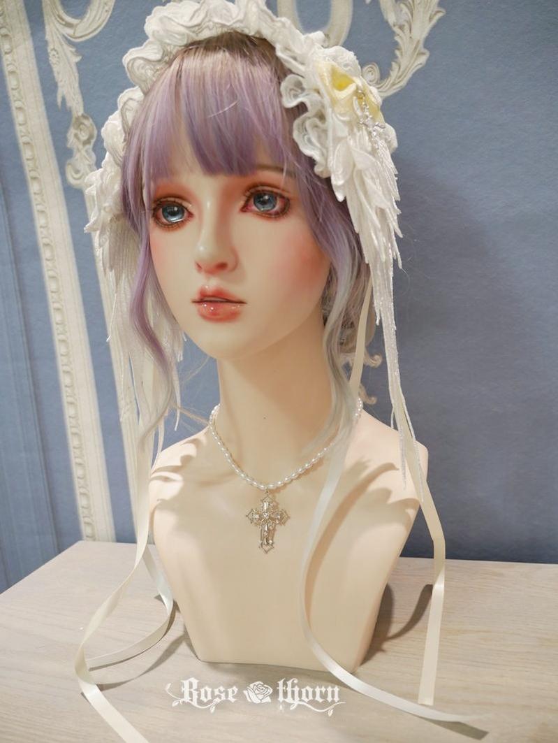 Rose Thorn Angel Wings Embroidered Elegant Lolita Headband - image 1