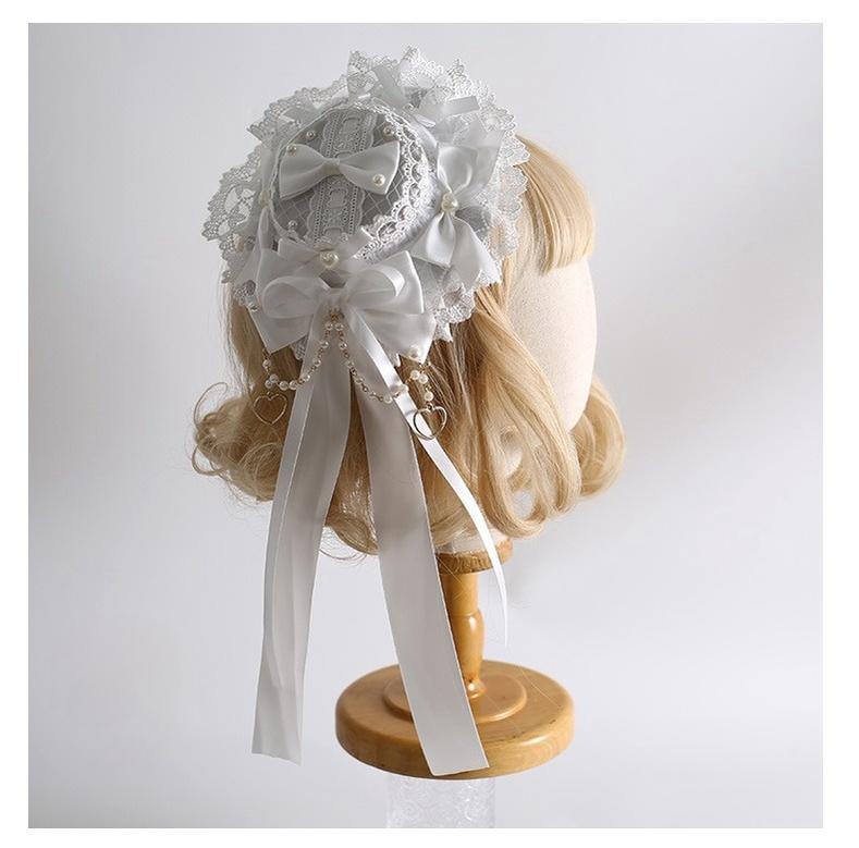 Xiaogui Classic Lolita Pure White Hairband, BNT, Top Hat and Flower Clips - image 7