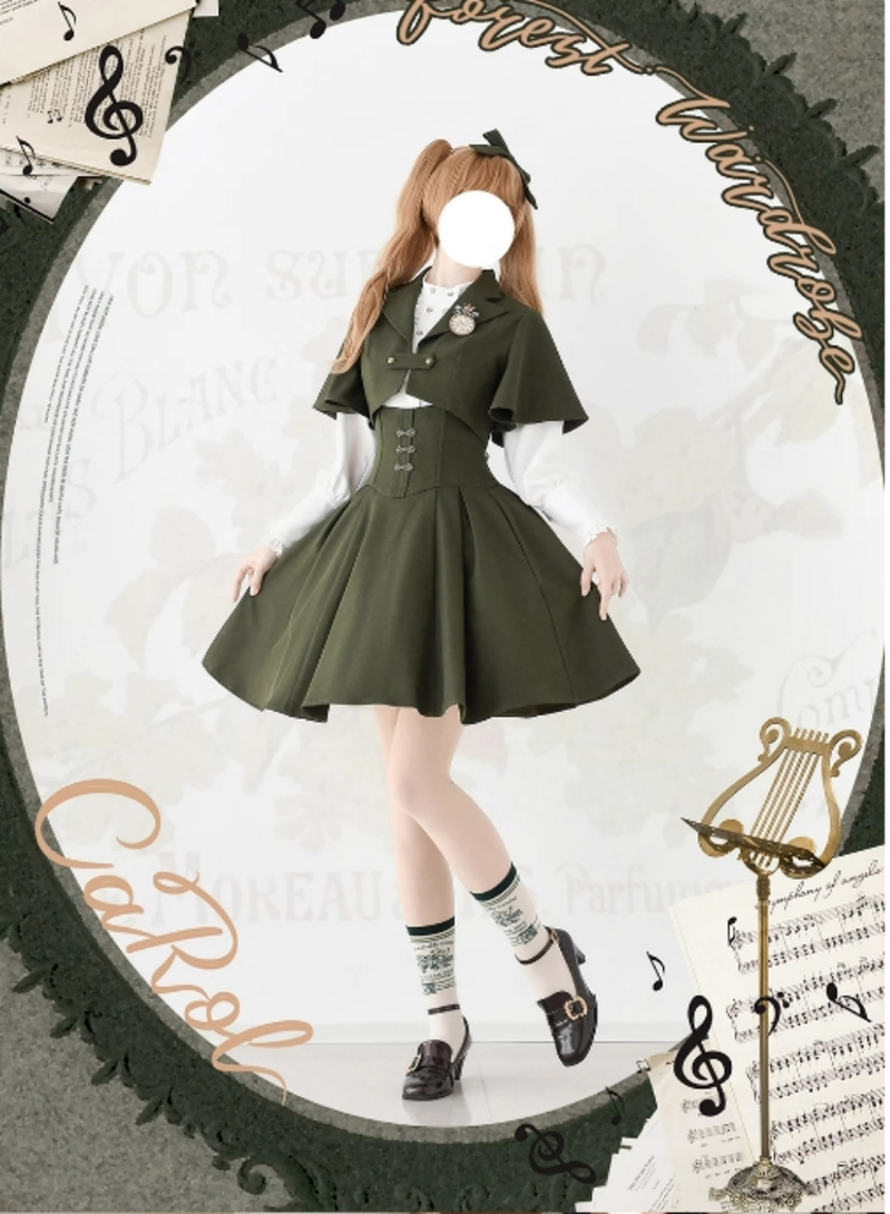 Vintage Lolita Fishbone Halter Skirt and Autumn Jacket - image 19