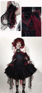 Cascading Poetry - Gothic Lolita JSK Dress, Lace & Tiered Hem - image 15