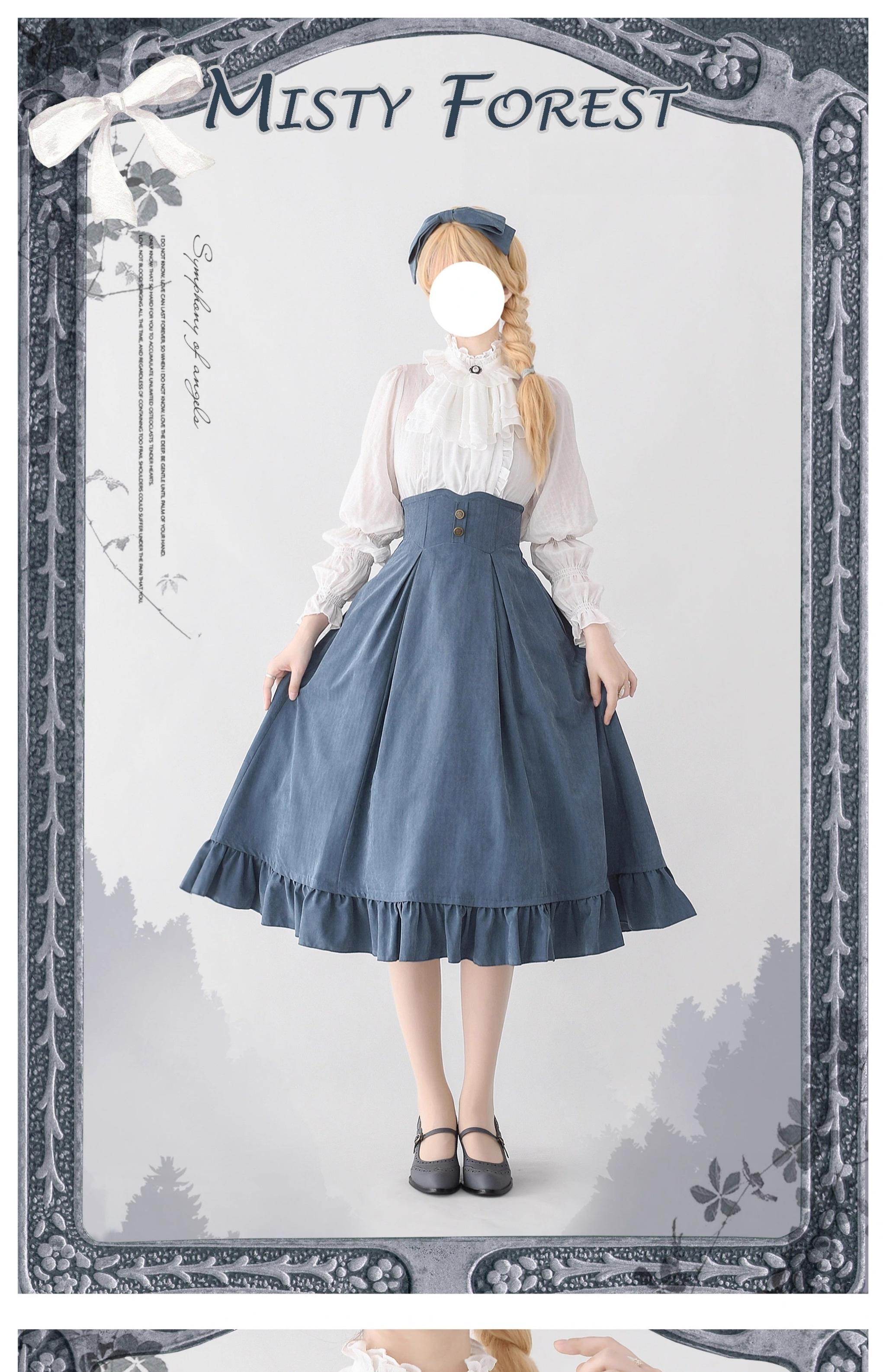 Classic Lolita A-Line Skirt, Button-Front Vest and White Blouse - image 8