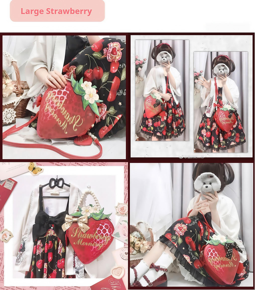 A Strawberry - Sweet Lolita Crossbody Bag Strawberry Printed Handbag - image 11