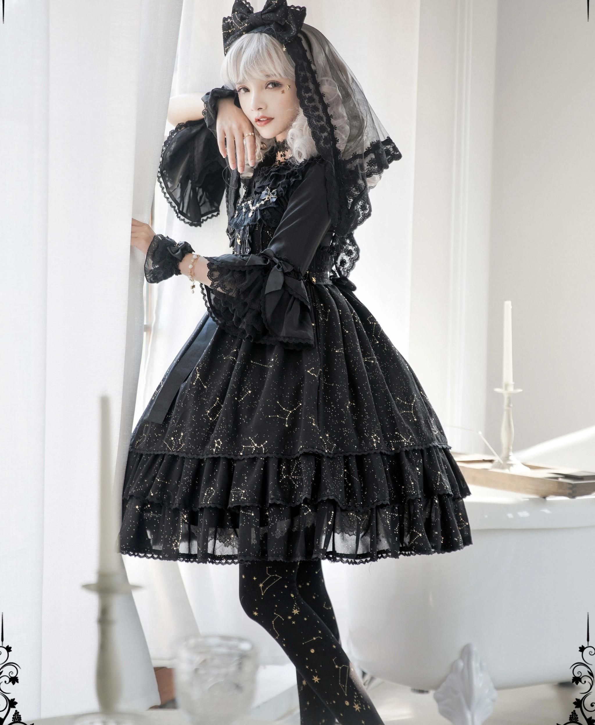 The Whisper of Stars - Gothic Constellation Lolita JSK & Accessories — source image 12