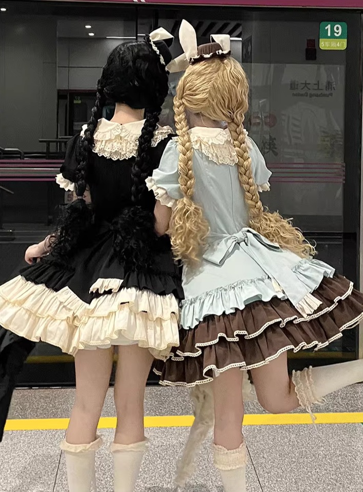 Creamy Bud - Old School Lolita OP Dress, Bunny Ear Heart Accent - image 6